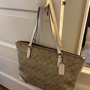 Coach Beige Signature Tote
